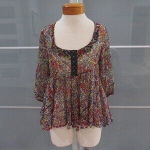 Rapsodia 3/4 Sleeve Sheer Peasant Top